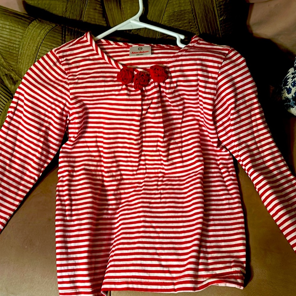 Hanna Andersson red and white striped blouse size 150